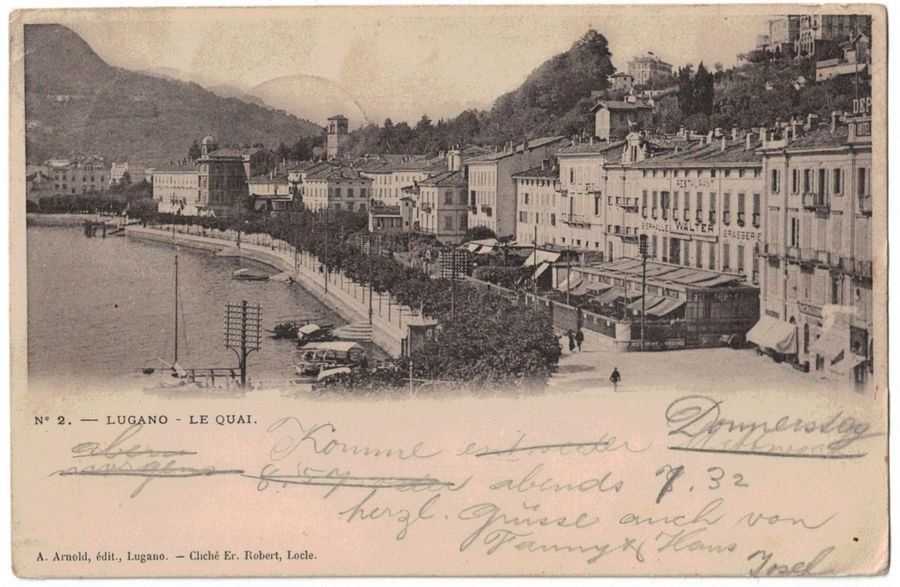 Ansichtskarten: Lugano, le Quai, circolata 1900 – Gebraucht aus Frauenfeld von POML