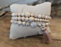 EMMA - Edelsteinarmband - Sterling Silber - écru