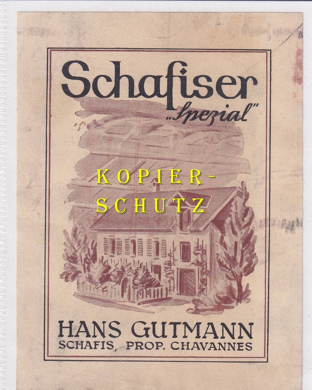 Papier: Etikette - Schafiser "Spezial" /bd – D'occasion à Hombrechtikon par Rudolf07