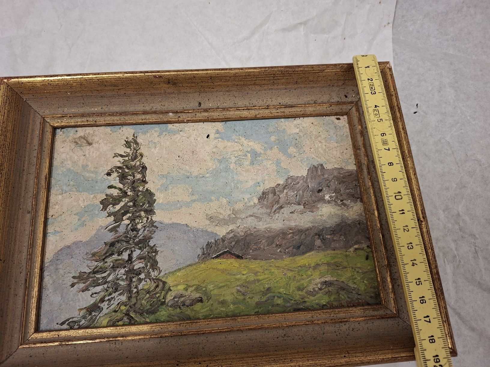 Gemälde: Gemälde Berglandschaft mit Baum signiert – Gebraucht aus Olten von Mezopotamya 5