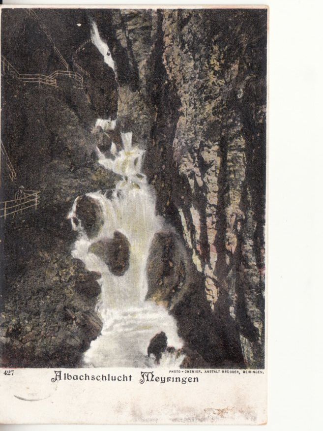 Cartoline postali: Albachschlucht Meiringen 1908 – Usato da Bürglen TG venduto da StampGraf