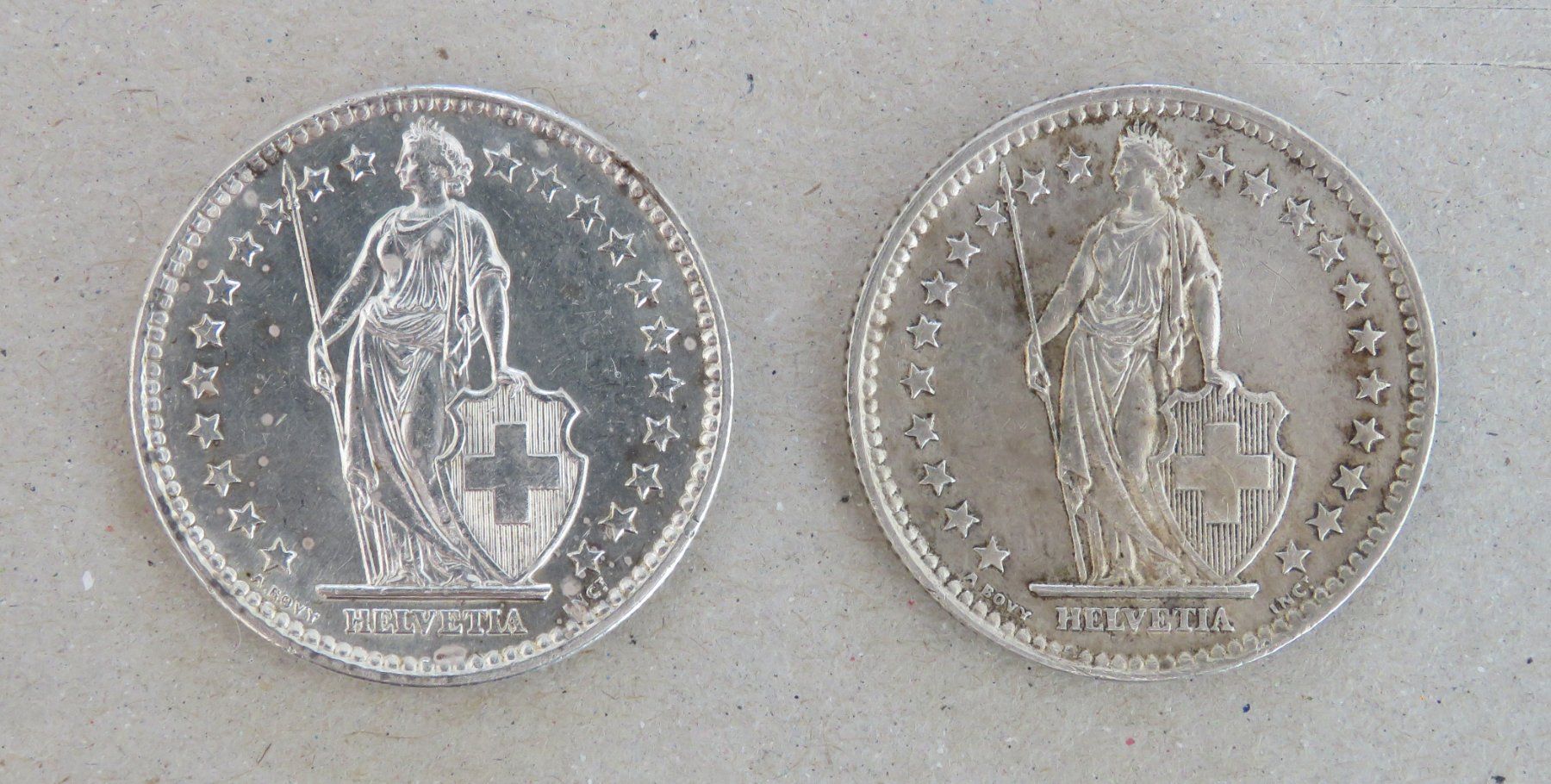 Alle Münzen: 2 x Fr. 2.- 1961 und 1963  Silber – Gebraucht aus Kreuzlingen von Koi4 1