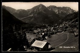 AK Champéry, Ort und Bergpanorama
