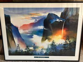 Gerahmtes Bild H. Leung, Bergwelt, Wasserfall 🏞️🖼️
