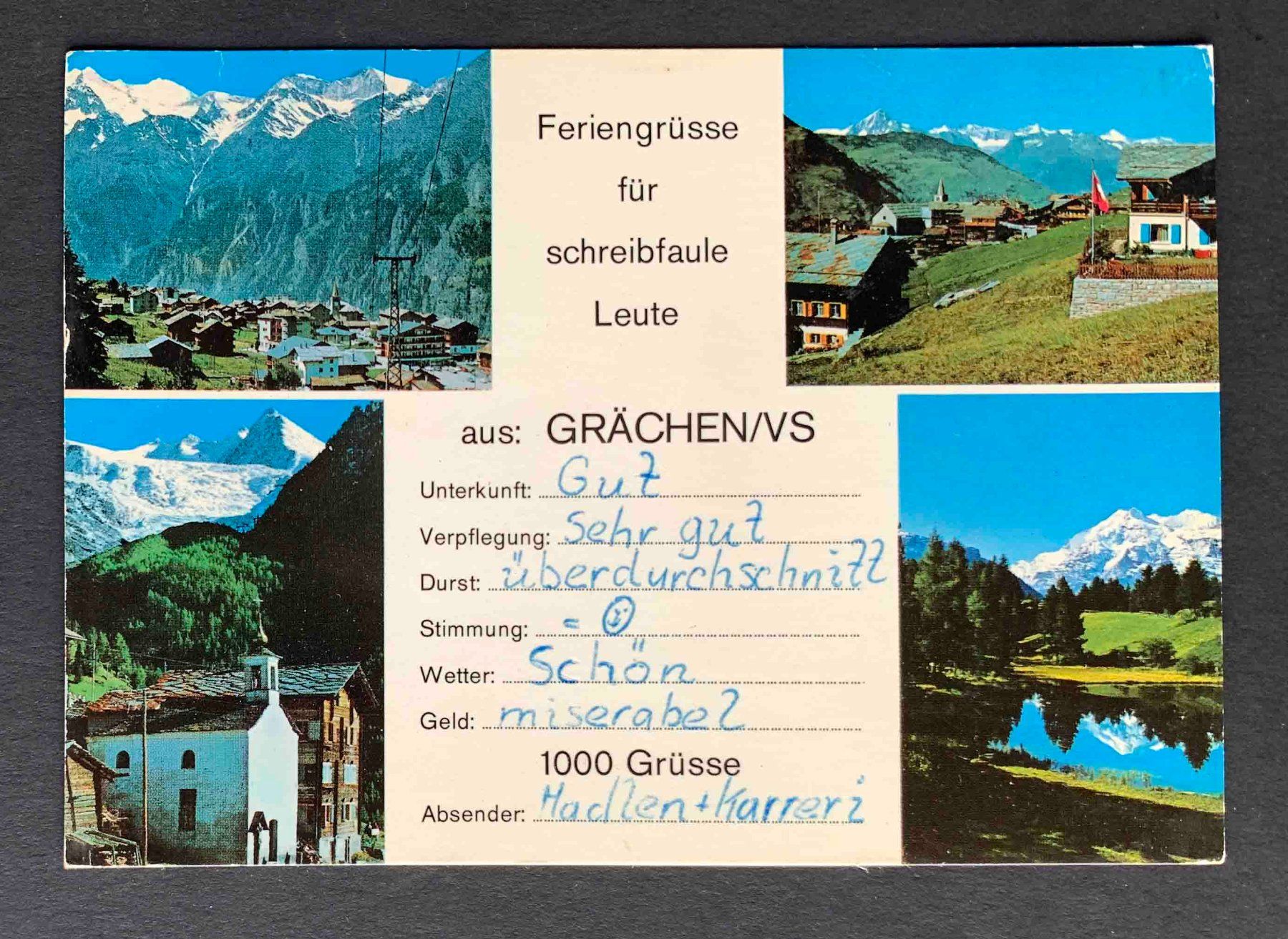 Cartoline postali: AK Feriengrüsse aus Grächen – Usato da Goldau venduto da artelier1