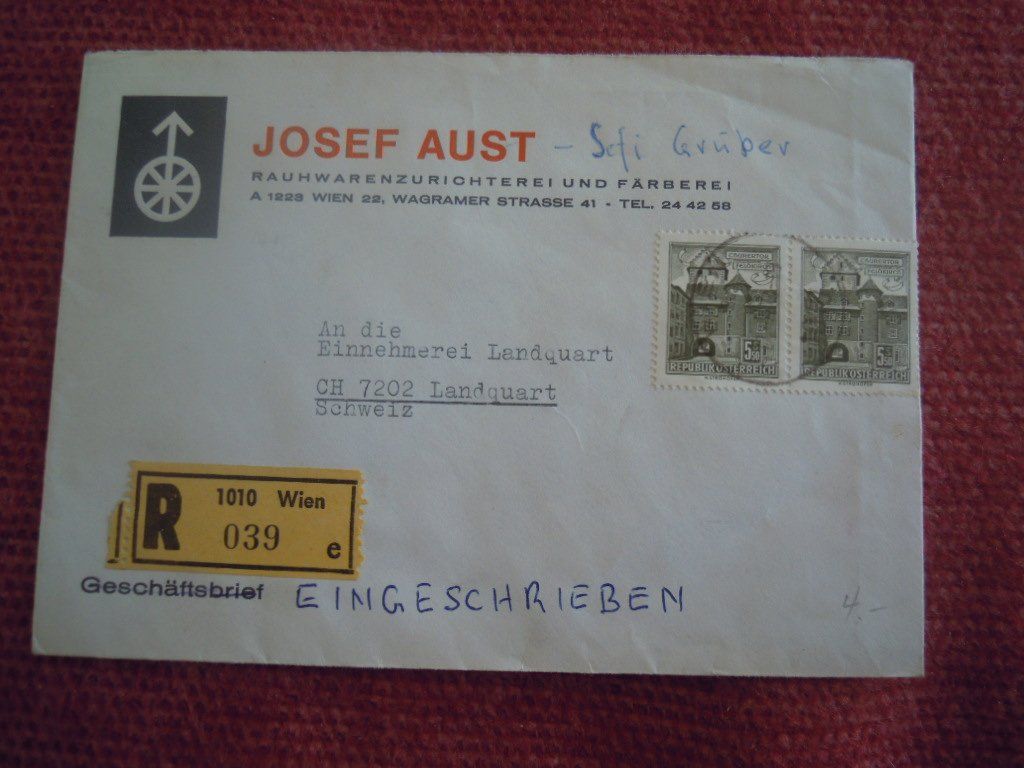 Couverts & Versandtaschen: Gelaufene Briefcouvert mit Marken + Stempel – Gebraucht aus Landquart von hennachebia 1