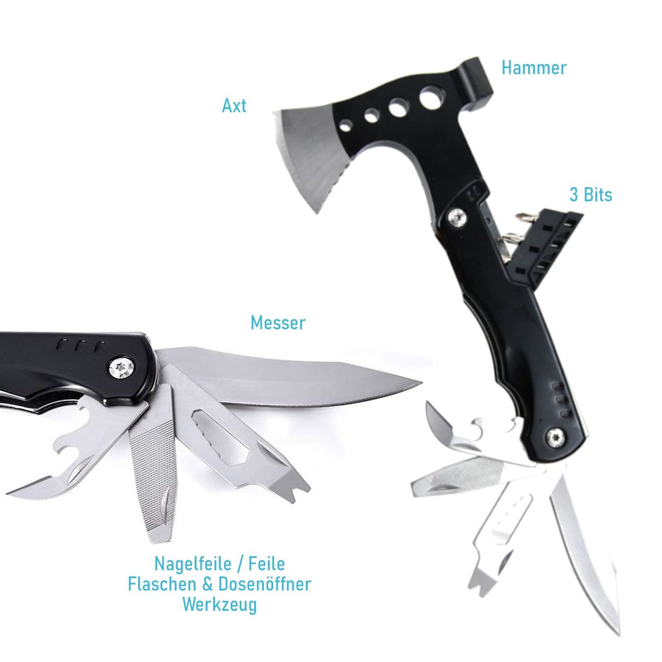 Taschenmesser: Survival Axt Hammer Camping Multitool Sackmesser Geschenk – Neu und originalverpackt aus Hundwil von Stallone5 4
