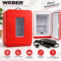 Mini Kühlschrank Weber rot mit Netz- und 12V-Adapter