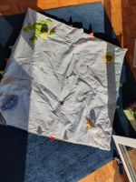 Baby Krabbeldecke, hellblau- weiss gestreift mit 3D Tieren