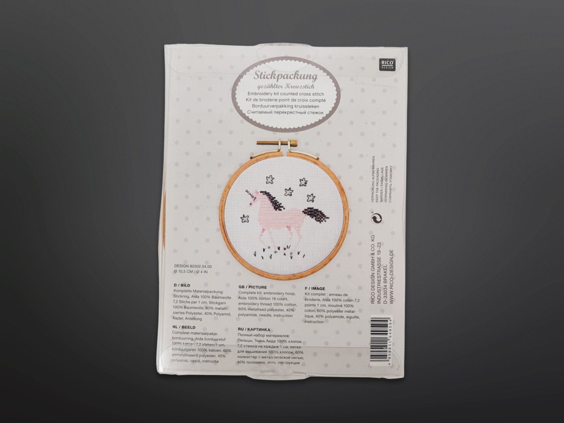 Bastelsets: RICO DESIGN Stickpackung rosa Einhorn – Neu (gemäss Beschreibung) aus Suhr von Restwert_Suhr 1