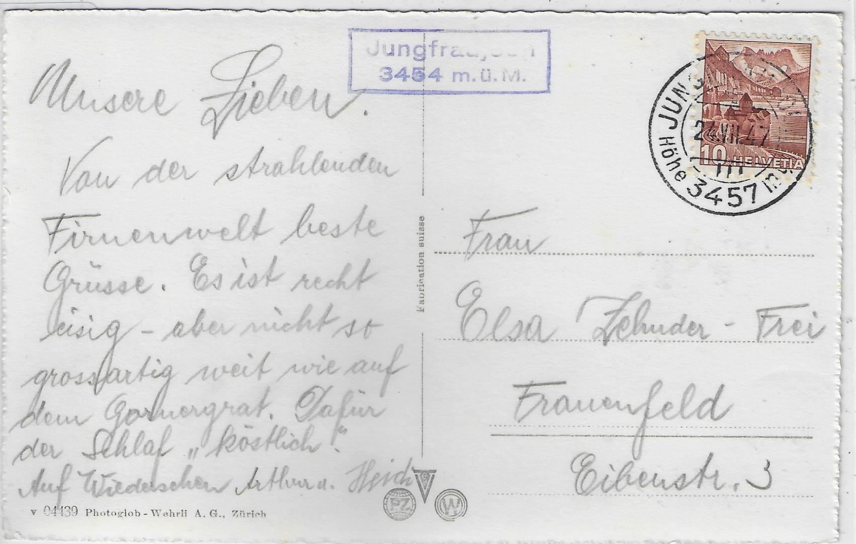 Cartoline postali: Jungfraujoch - Gletscherpalast – Usato da Ettingen venduto da Kartenplanet 1