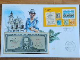 Notenbrief Bankfrische 1-Peso-Banknote aus Cuba