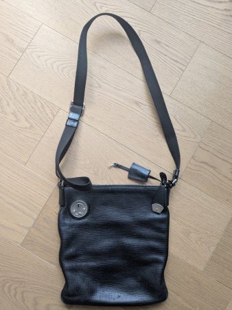 Vintage Bally Messenger Tasche, schwarz, Leder