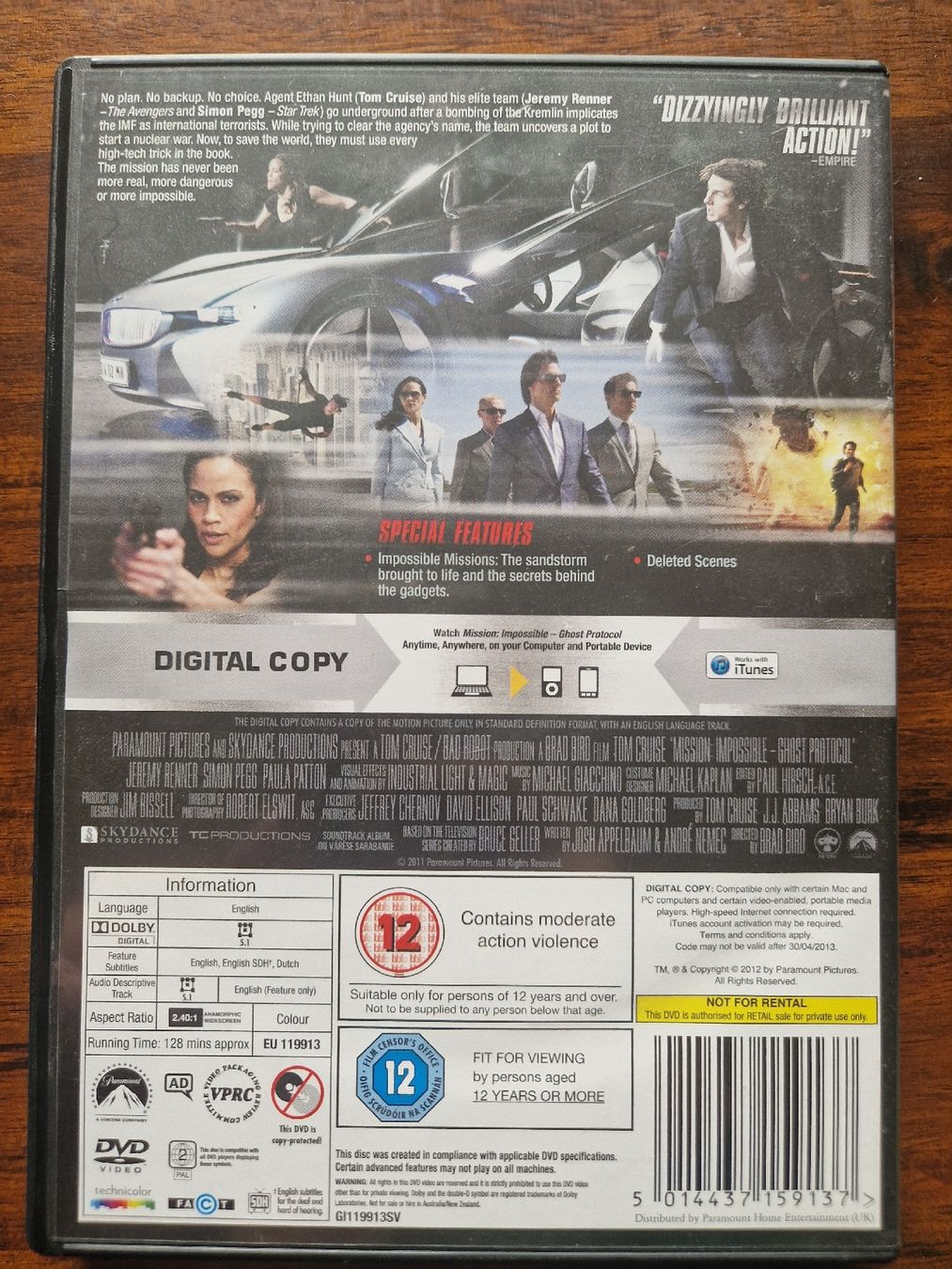 Tutti i DVDs: Mission Impossible Ghost Protocol DVD – Usato da Emmenbrücke venduto da alexa1983 1