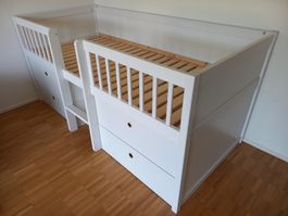 Holz Kinderbett mit Schubladen 90x200