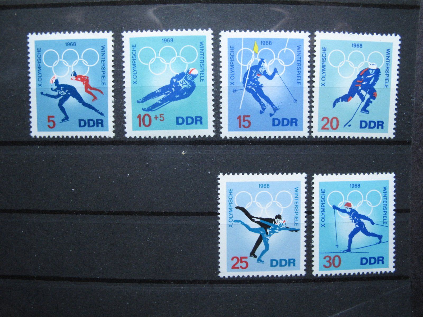 Tutti i francobolli: DDR 1968 Grenoble Olympics ** – Usato da Wil SG venduto da fva01