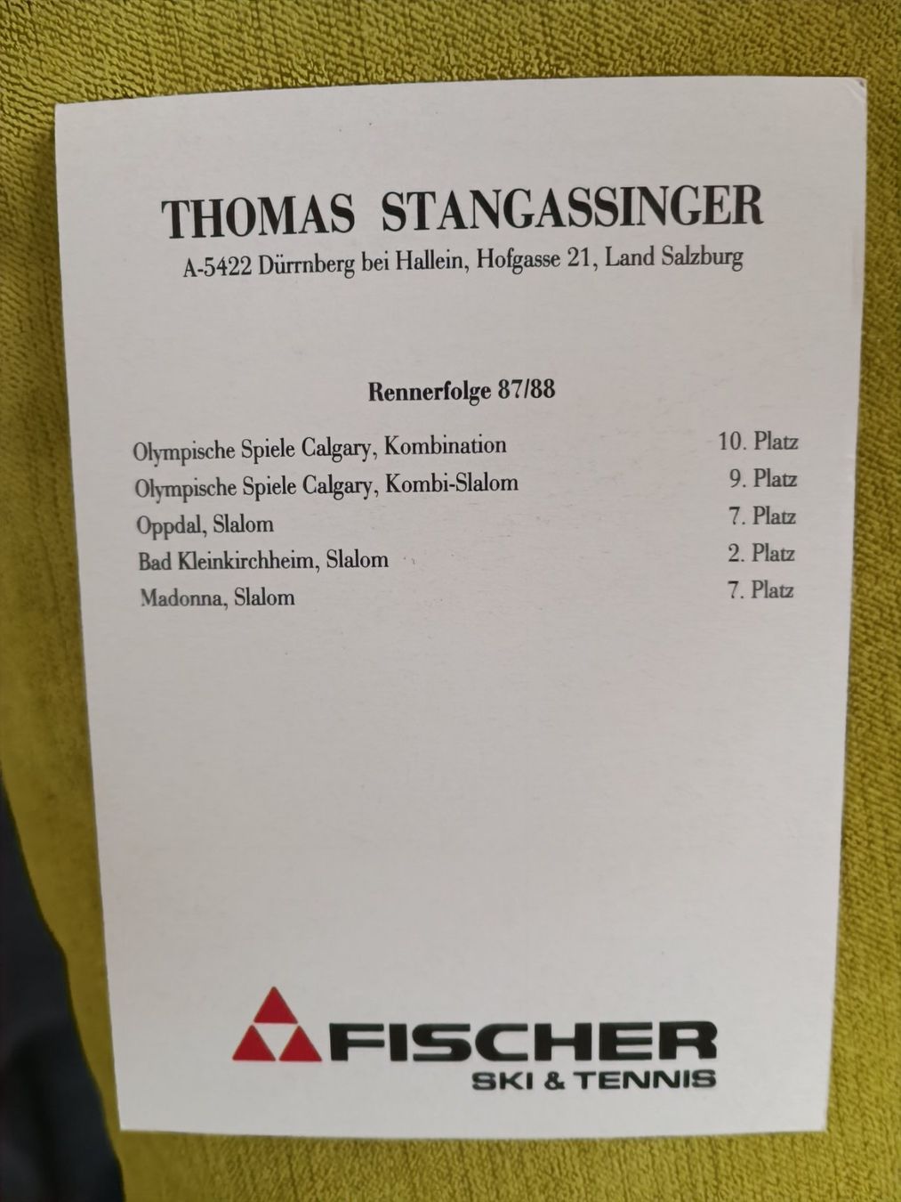 Autogramme: Thomas Standgassinger - Ski – Gebraucht aus Menziken von Artographs 1