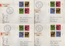 Pro Juventute 1967 mit TAB's auf 4 off. illustrierten FDC's
