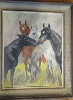 P. Beer – „Pferde“ Öl Gemälde, signiert, gerahmt