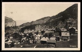 AK Wengen, Ort mit Hotels und Chalets