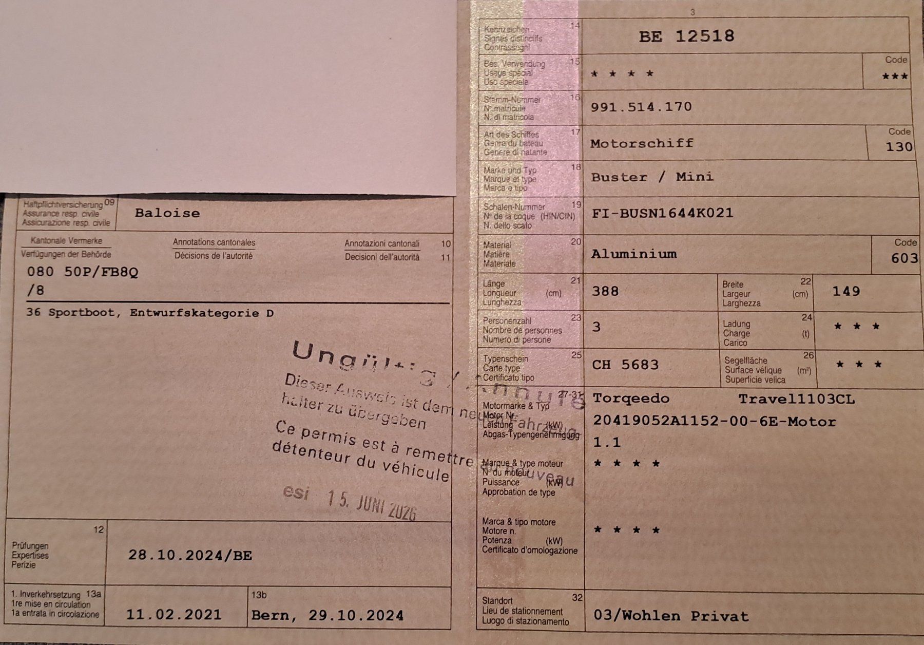 Buster Barche: Motorboot / Fischerboot, aus Alu mit Slipwagen und Biminitop – Usato da Hinterkappelen venduto da 33-6 8
