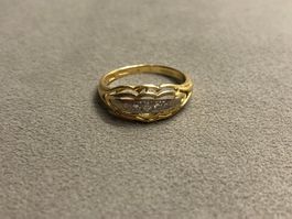 Damenring mit Diamanten aus 18 Karat bicolor Gold Au 750
