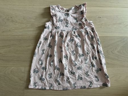 Robe 3-4 ans 104cm lapins lapinou rose et gris 100% coton