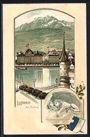 Litho Luzern, Uferpartie mit Pilatus, L