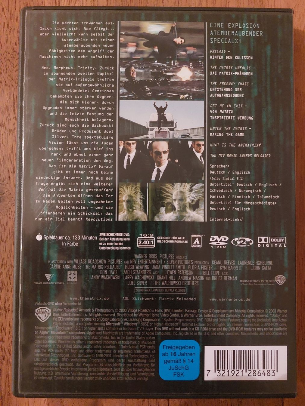 Tutti i DVDs: DVD - Matrix 2 Reloaded – Usato da Rheinfelden venduto da FilmAuktion 1