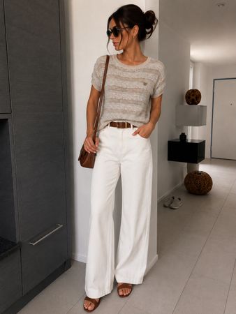 Maison Scotch Nomade Feinstrick Top Gr. S Beige/Türkis mit E