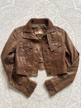 Vintage Braune Bershka Lederjacke, Grösse S, Top Zustand!