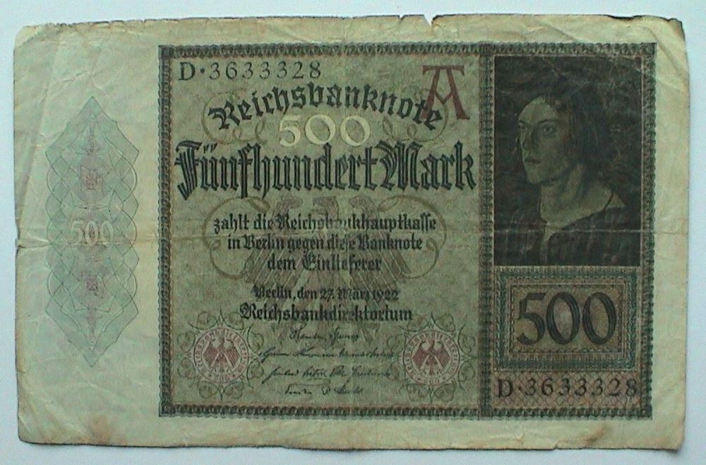 Deutsches Reich Banknote 5.000 Mark 1922 – Rosenbg: 80e, Wasserzeichen Mäander, Gebraucht (III)