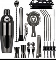 Cocktail-Set 17-teilig Edelstahl schwarz gebraucht 