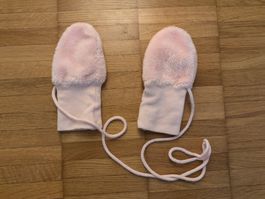 Rosa Baby Fausthandschuhe mit Futter, Grösse 6-12 Mt