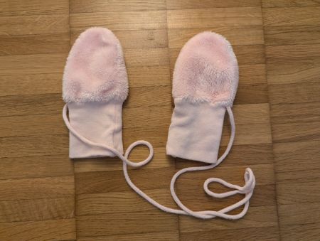 Rosa Baby Fausthandschuhe mit Futter, Grösse 6-12 Mt