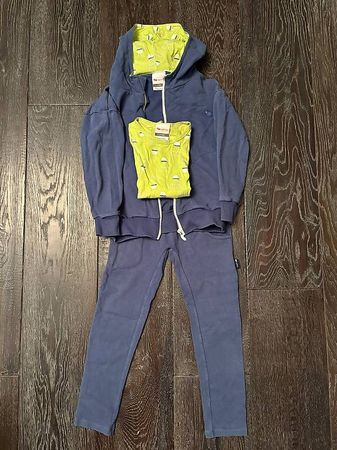 Ensemble L'Asticot bleu et vert, motif badminton, T. 5 ans