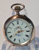 Schöne Damentaschenuhr  Silber 0.800 mit Blumenmotiv  TOP