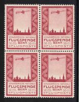 1913 Flugpost Vorläufer III Bern im 4er-Block **, Befund