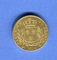 (212) France 20 Francs 1814 A Gold
