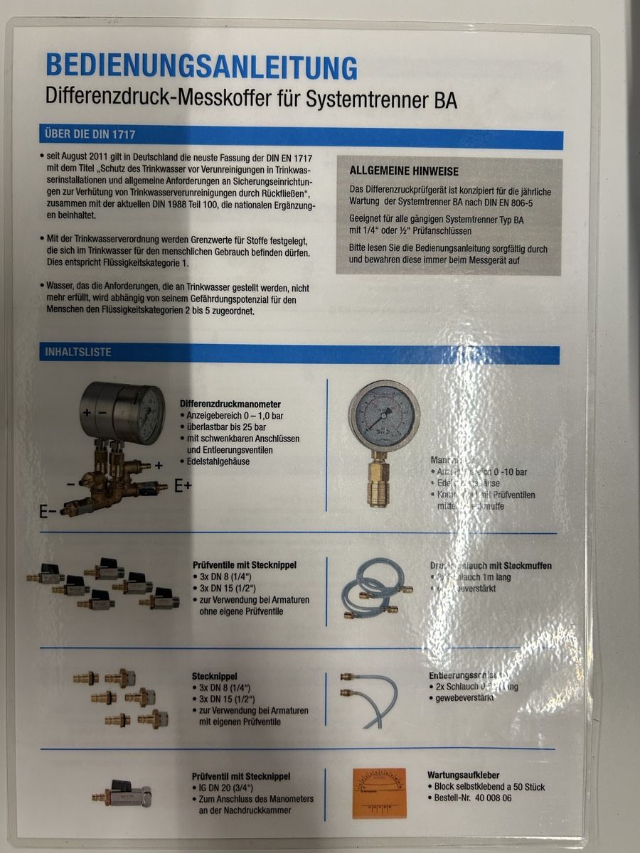 Misurare: Differenzdruck-Messkoffer Systemtrenner BA komplett – Usato da Eschenbach SG venduto da ame_2w6t 2
