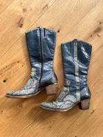 Cowboy Boots Unikat blau Leder 40 Handwerkskunst aus Italien