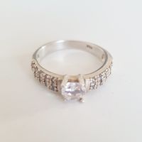925er Silber Ring mit Zirkonia Steinen, Gr.19,2 mm