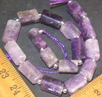 Stein Perlen Strang B-1387 – Amethyst Facettiert Zylinder