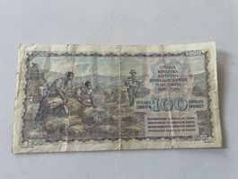 Billet, Yougoslavie, 100 Dinara, 1953