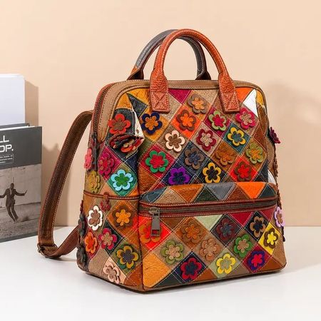 Das florale Mosaik - Rucksack - Leder Italien / NEU