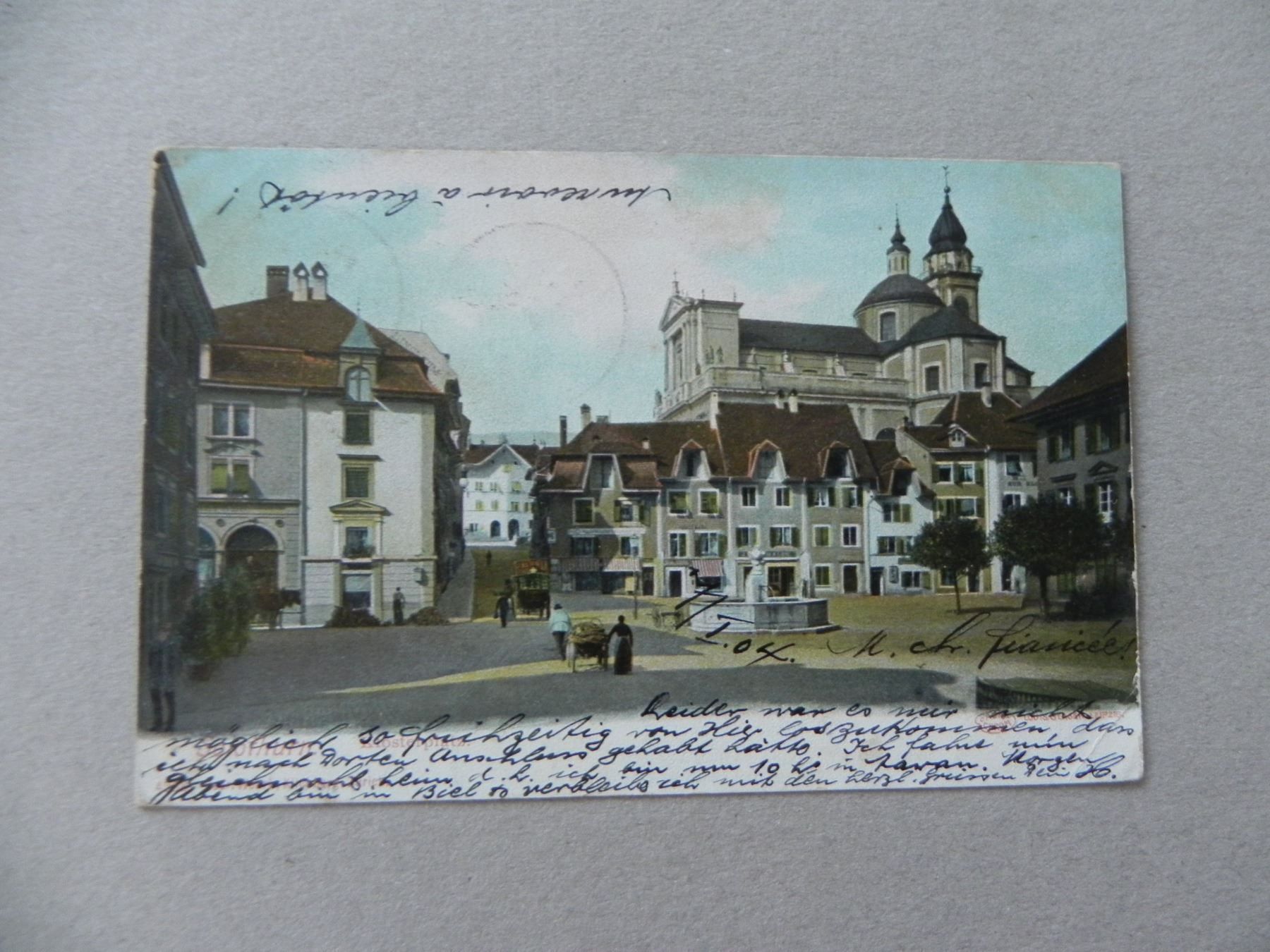 Cartoline postali: Karte Solothurn SO Klosterplatz 1904 – Usato da Siebnen venduto da krimsie