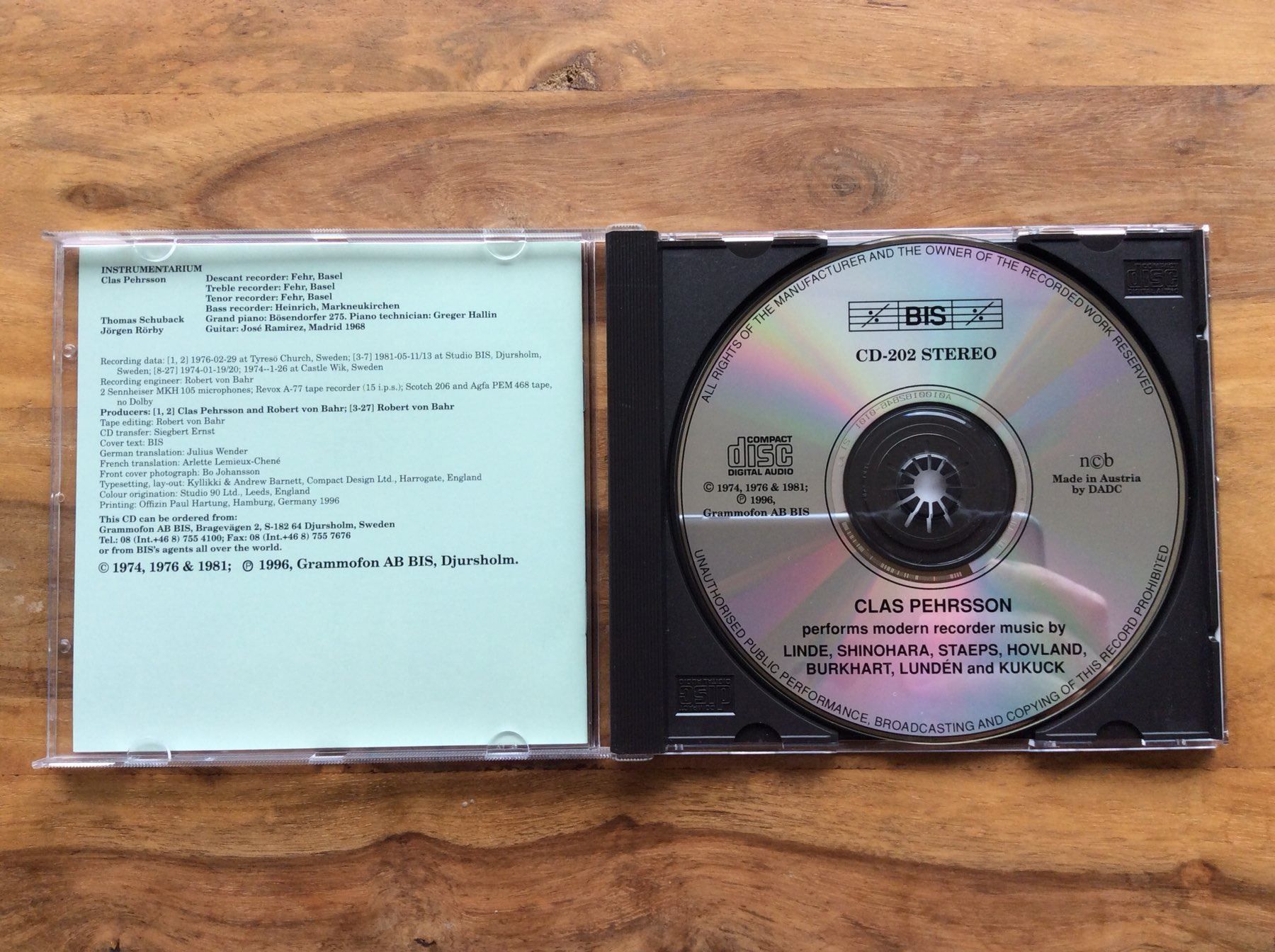 CDs: Clas Pehrsson performs modern recorder – Gebraucht aus Horgen von flyingpenguin2000 1