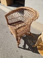 Korb-Kinder-Armlehnstuhl aus Weidengeflecht braun Rattan