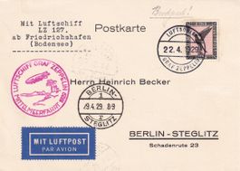 Graf Zeppelin Mittelmeerfahrt 1929, Bordpost