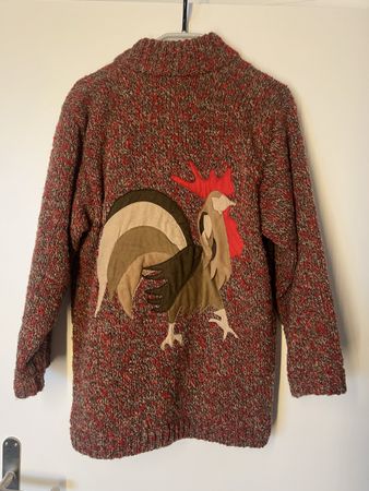 Schöne Strickjacke mit Hahn-Motiv Jacke, Grösse S / M 36 3